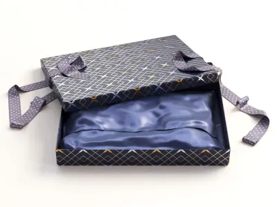 Open gift box with ribbon 3D model