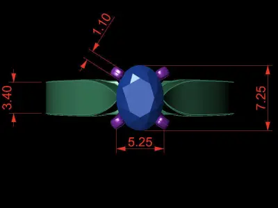 OVAL 0-75-CT Flat Profile Round Shank Width 3-00mm 3D print model
