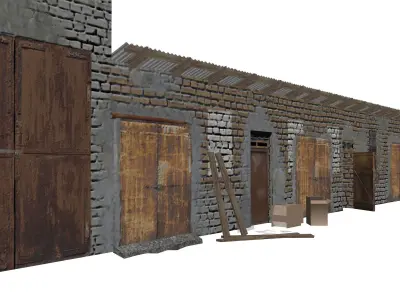 Garage old PBR texture Low-poly 3D model