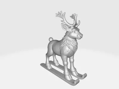 Reindeer on Skis Winter Deer Holiday Christmas Shelf Ornament 3D print model