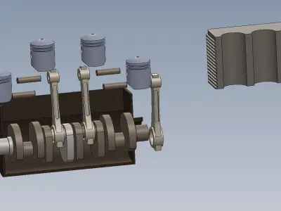 4 Cylinder Engine assembly  3D model