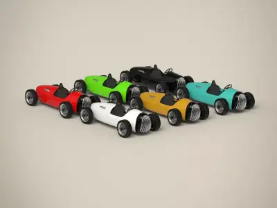 Vintage racing car set 3D model