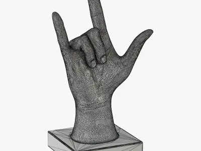 Figurine hand rock on table top 3D model