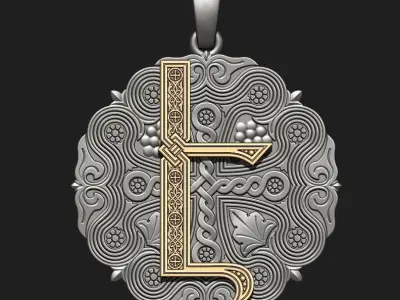 PENDANT WITH THE ARMENIAN LETTER 2 Printable Model 3D print model