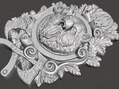 Viking Roaring Bear Wall Mounted 3D print model