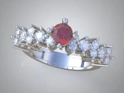 Diamond ring 0446 3D printable model  Free 3D print model