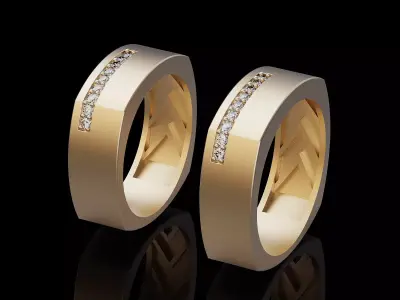 Lux set ring silver gold jewelry printable 3D model 3D print model