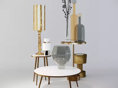 Pols Potten Marble Look Side Table White by Amara 3D model