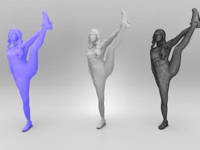 Beautiful woman doing gymnastics 379 Low-poly 3D model