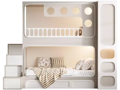 Bunk bed for kids 09 3D model