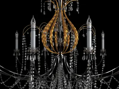 Chandelier with crystals hanging from it 3D model