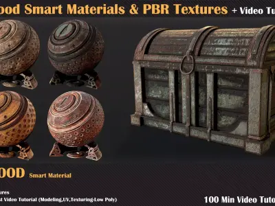 20 Wood Smart Materials and PBR Textures and Video Tutorials 3D model