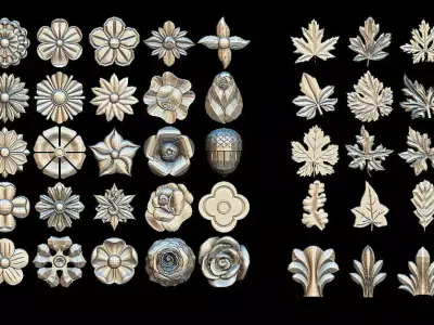 FLOWERS AND LEAVES SUPERPACK 3D print model