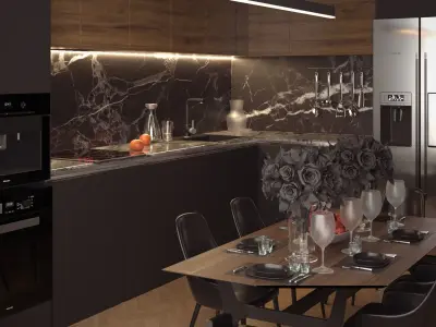 kitchen on black style Free 3D model
