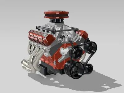 Chev 632 Crate Motor 1000hp with pulleys GM Performance BBC 3D print model