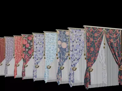 Curtain - Set 02 Low-poly 3D model