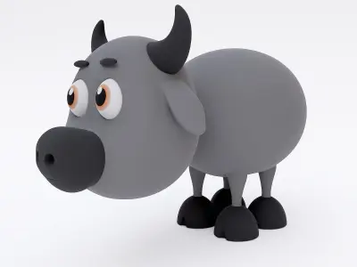 Buffalo cartoon animal 3d model 3D model