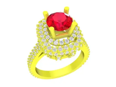 A5418 Luxury Diamond Halo Women Ring 3D print model
