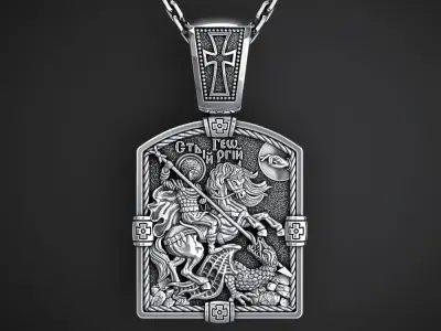 ORTHODOX PENDANT WITH ST GEORGE THE VICTORIOUS Printable Model 3D print model