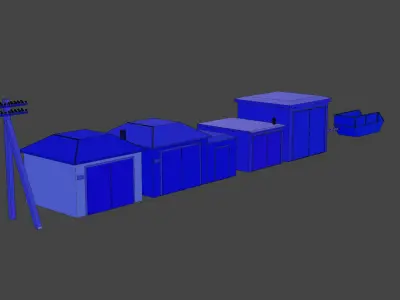 Low poly garage pack Low-poly 3D model