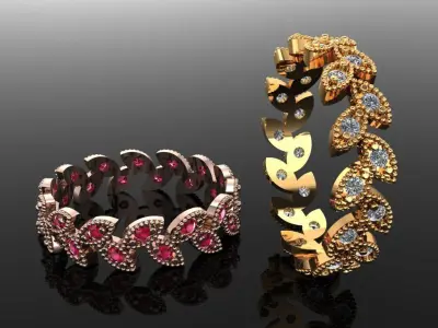Women Ring 25 fancy marquise style ring band for women 3D print model