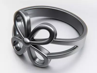 Elegant Loop Flower Ring - Minimalist Floral Jewelry 3D print model