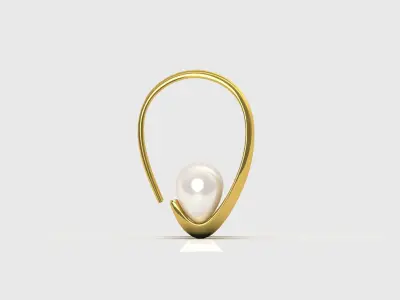 Modern hoop earrings with pearls stl model pe0002 3D print model