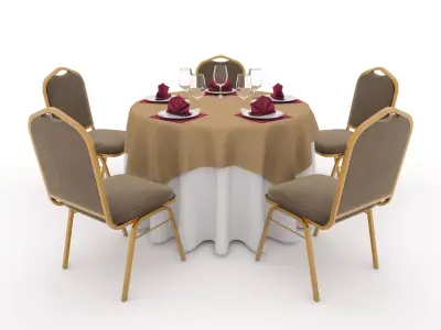 Banquet Table and Chair 03 3D model