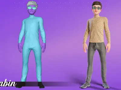 Rabin - Male rigged PBR character Low-poly 3D model