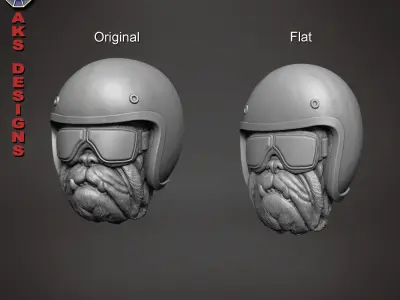 Bulldog biker version 2 Bas relief for cnc and wall decor 3D print model