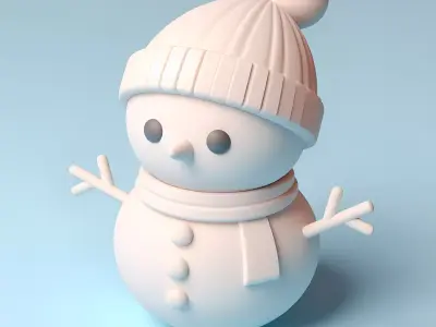 Minimalist White Snowman 3D print model