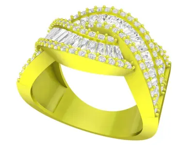 6980 Luxury Korean Diamond Baguette Women Ring 3D print model