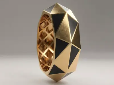 Faceted Ring Collection 7 Designs for Jewelry Casting 4 size  3D Model Pack