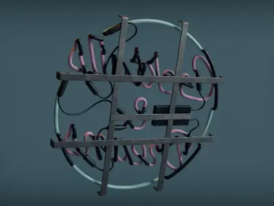 Cocktail Neon Sign Low-poly 3D model