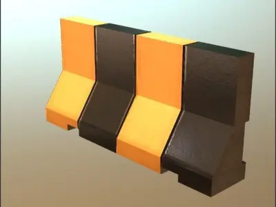 Concrete Traffic Barriers Low-poly 3D model