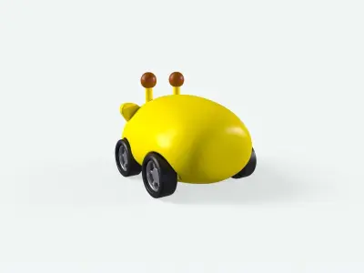 Cartoon Giraffe Car Cute Low-poly 3D model