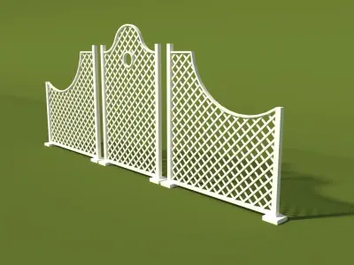 White Lattice Fence 1 Free 3D model