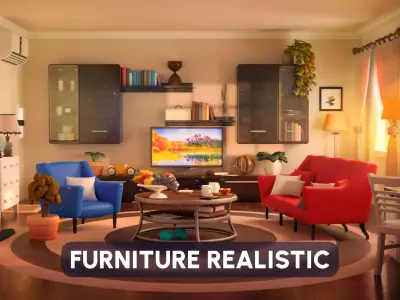 Furniture Realistic Low-poly 3D model