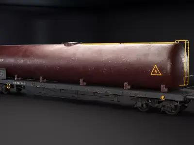 Used nad Rusted Tanker Railcar Low-poly 3D model