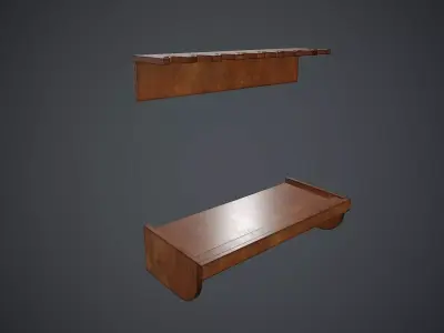 Wooden Weapon Rack 4 PBR Game Ready Low-poly 3D model