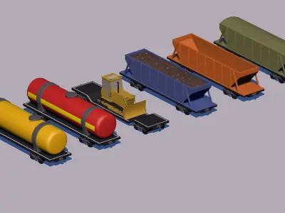 Package Cartoon low-poly railway station 3D model 3D model