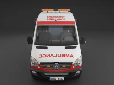 Ambulance Rigged Low-poly 3D model