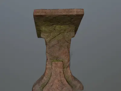 lectern wooden bench Low-poly 3D model