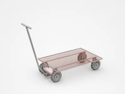 Four Wheels Iron Static Cart  3D model