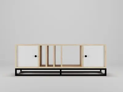 Scandinavian Wood Cabinet Low-poly 3D model