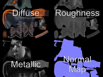 Decorative Cowboy Boot D Model Pack Low-poly 3D model