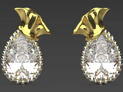 Diamond Bag Stud Earrings je0101 3D print model