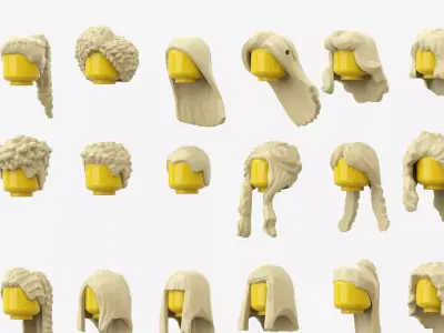 TwindBricks3D - Minifigure Hair pack 1 3D print model