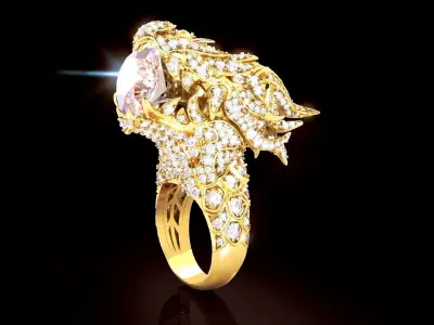 Luxury Diamond Dragon Ring 3D print model