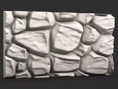 Uneven Boulder Wall Detail Mesh 3D model